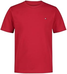 Tommy Hilfiger Boys' Short Sleeve Solid Crew Neck T-Shirt, Soft, Comfortable, Relaxed Fit Tommy Hilfiger