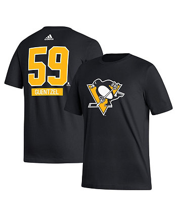 Мужская футболка Jake Guentzel Black Pittsburgh Penguins Fresh с именем и номером Adidas