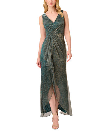 Женское платье без рукавов металлизированного цвета с оборками и искусственным запахом Adrianna Papell