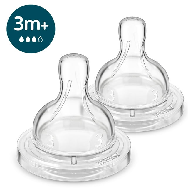 Avent 2 Pack Slow Flow Anti Colic Bottle Nipples white, one size Avent