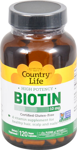 Биотин Country Life -- 10 мг -- 120 вегетарианских капсул Country Life
