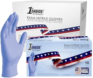 1st Choice 3 mil Nitrile Gloves, Made in the USA, Nitrile Disposable Gloves, Indigo, Small Box of 100 1st Choice