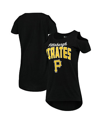 Women's Black Pittsburgh Pirates Clear the Bases Cold Shoulder T-shirt G-III 4Her by Carl Banks