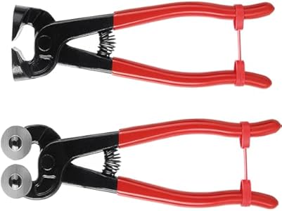 2 PCS Glass Tile Nippers Set, Heavy Duty Wheeled Glass Mosaic Nipper & Ceramic Tile Nipper, Tile Cutter Pliers with Soft Grip Handle, Compound Tile Nippers Mosaic Tools Shapping Plier, Stone, Metal Acrux7