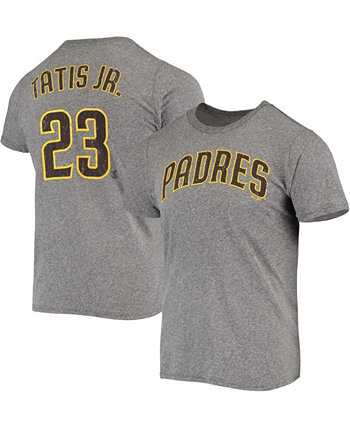 Мужская футболка Fernando Tatis Jr. серая вереск с надписью и номером Tri-Blend San Diego Padres Majestic