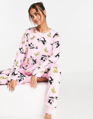 Розово-сиреневый пижамный комплект Looney Tunes Sylvester and Tweety Pie Urban Threads