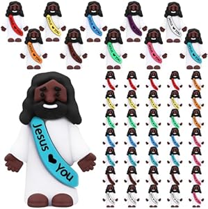 Bememo 25 Pcs Mini Black Jesus Little Black Jesus Tiny Jesus Bulk to Hide and Seek Religious Party Favors Sunday School Gifts Bememo