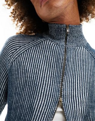 Синий вязаный свитер с двусторонней молнией COLLUSION Collusion