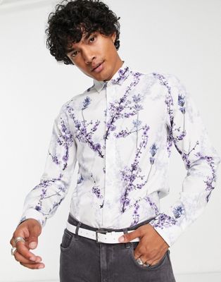 Twisted Tailor lavadino shirt in white with floral print Twisted Tailor