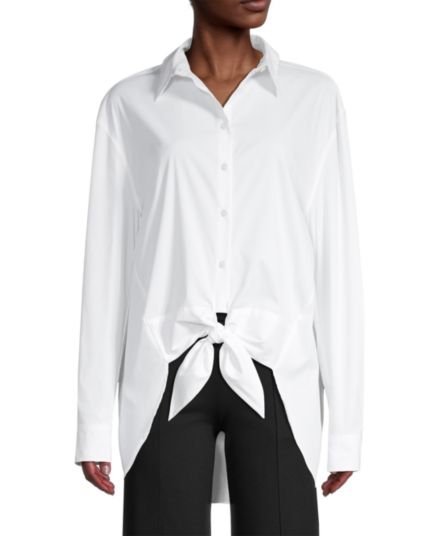 Рубашка на пуговицах с завязками спереди Donna Karan