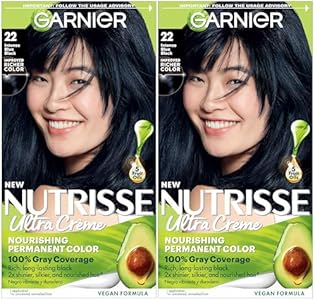 Garnier Hair Color Nutrisse Nourishing Creme, 10 Black (Licorice) Permanent Hair Dye, 1 Count (Packaging May Vary) Garnier