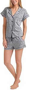 Tommy Hilfiger Womens 2 Piece Pajama Shorts Set (Grey Flag, Large) Tommy Hilfiger