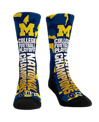 Мужские и женские носки темно-синего цвета Michigan Wolverines College Football Playoff 2023 National Champions Bold Wordmark Crew Socks Rock 'Em