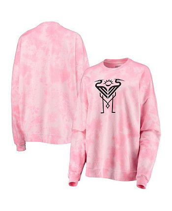 Women's Pink Inter Miami CF Tie-Dye Fleece Tunic Pullover Sweatshirt ZooZatz