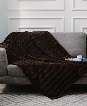 Двустороннее уютное теплое одеяло из ультрамягкого искусственного меха и микроплюша размером 60 x 70 дюймов. Cheer Collection
