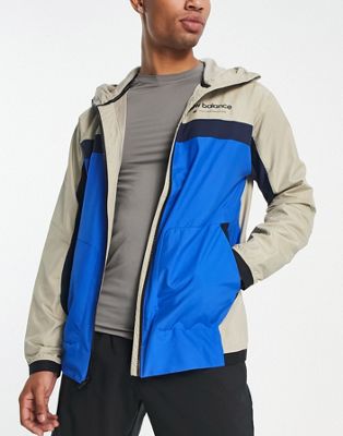 Серо-синяя куртка с капюшоном New Balance R.W. Tech в стиле колор-блок New Balance