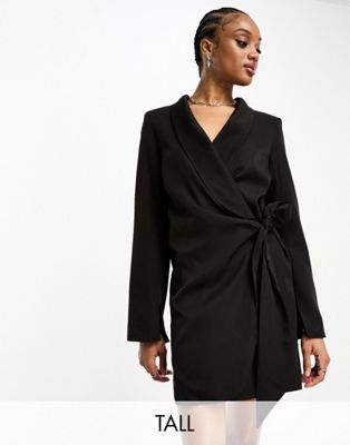 Черное платье-блейзер с драпировкой и завязками Extro & Vert Tall Extro & Vert