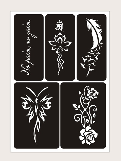 1 лист Трафарет для тату с цветочным узором SHEIN