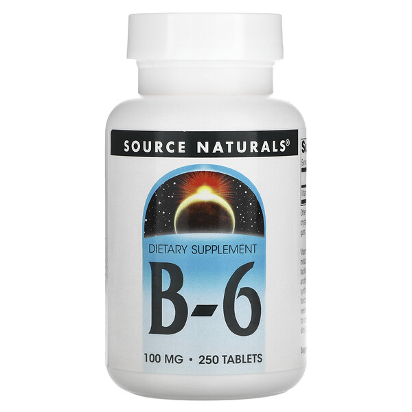 B-6 - 100 мг - 250 таблеток - Source Naturals Source Naturals
