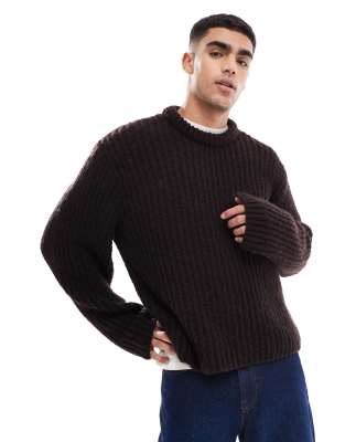 Jack & Jones fluffy sweater in brown Jack & Jones