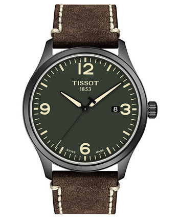 Мужские часы Swiss Gent XL с коричневым кожаным ремешком, 42 мм Tissot