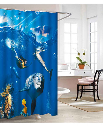 Роскошная занавеска для душа с 3D-графикой премиум-класса для ванной комнаты - 100% виниловая водонепроницаемая Elegant Comfort