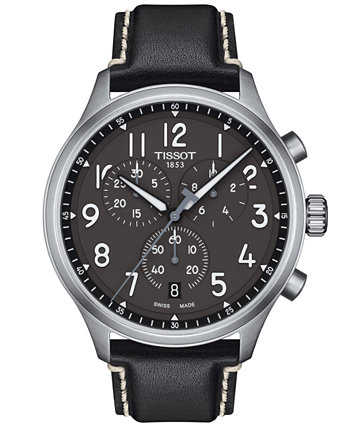 Мужские часы Swiss Chronograph XL с антрацитовым кожаным ремешком, 45 мм Tissot