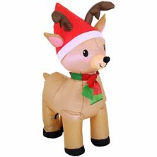 Sunnydaze Inflatable Christmas Decoration - 3.5-Foot Santa's Cheerful Reindeer Sunnydaze Decor