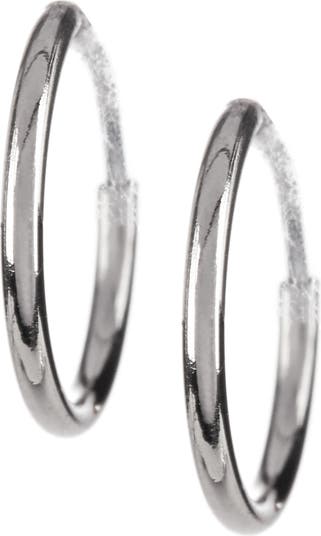 Классические круглые серьги-кольца диаметром 9 мм из белого золота 14 карат KARAT RUSH