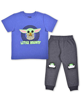 Синий комплект из футболки и спортивных штанов The Mandalorian Little Bounty Grogu для малышей Children's Apparel Network