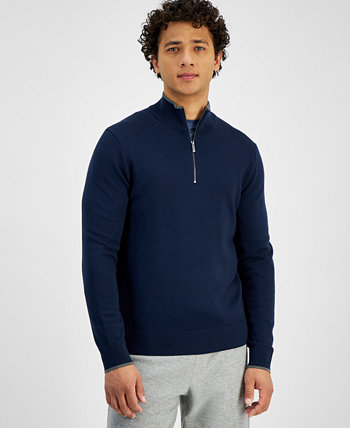 Men's Modern-Fit Tipped 1/4-Zip Merino Wool Sweater Michael Kors