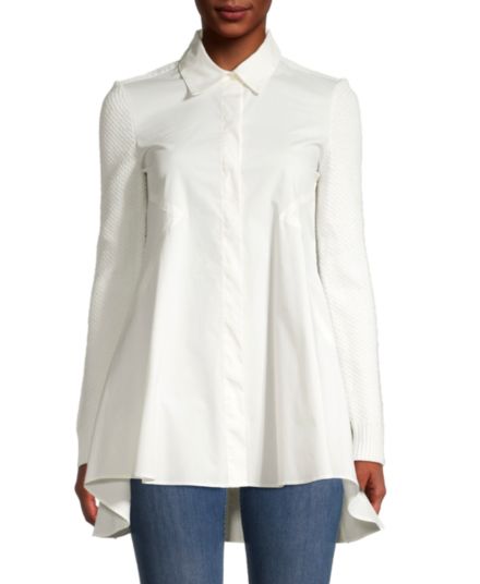 Рубашка на пуговицах с флисовым подолом Donna Karan