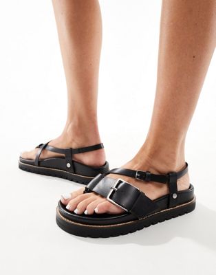 ASOS DESIGN Folly premium leather sandals in black ASOS DESIGN