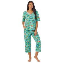 Женский пижамный комплект Cuddl Duds® с короткими рукавами и v-образным вырезом и укороченными брюками Cuddl Duds