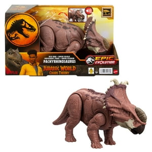 Jurassic World Wild Roar Pachyrhinosaurus Dinosaur Action Figure Toy, Head Strike Attack & Sound Jurassic World