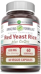 Amazing Formulas Red Yeast Rice 600 Mg Plus Coq10 50 Mg | Veggie Capsules Supplement | Non-GMO | Gluten Free | Made in USA (60 Count) Amazing Nutrition