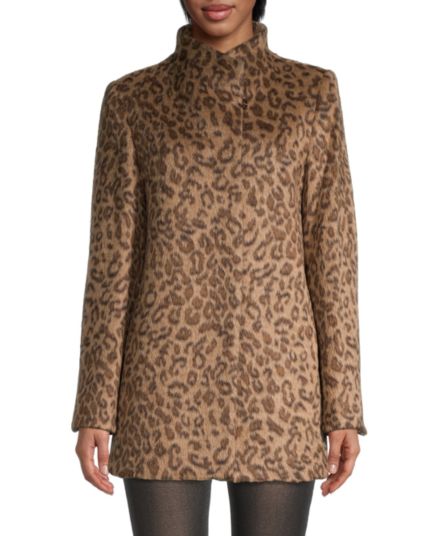 Короткое пальто с леопардовым принтом Cinzia Rocca Icons