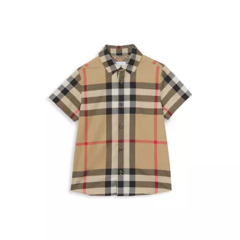 Маленький мальчик &amp;amp; Рубашка Oversized с короткими рукавами в винтажную клетку Owen для мальчиков Burberry
