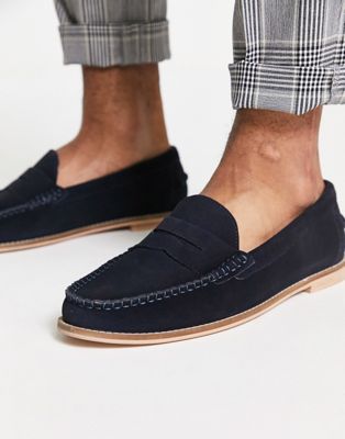 Office melvin penny loafers in navy suede  Office