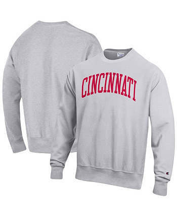 Мужской серый пуловер с принтом Cincinnati Bearcats Arch обратного переплетения Champion
