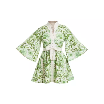 Carmen Floral Linen-Blend Minidress Mestiza New York