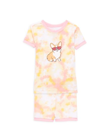 Двухкомпонентная футболка с принтом тай-дай для маленьких девочек и amp; Комплект шорт PL Sleep