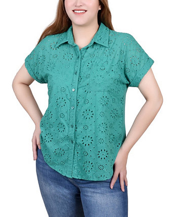 Женская Блузка NY Collection Short Sleeve Eyelet/Jersey Blouse NY Collection