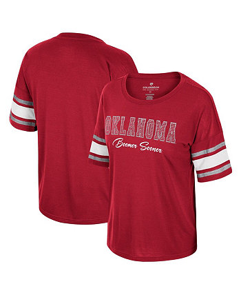 Women's Crimson Oklahoma Sooners I'm Gliding Here Rhinestone T-shirt Colosseum