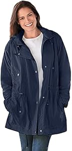 Woman Within Women's Plus Size Fleece-Lined Taslon Anorak Woman Within