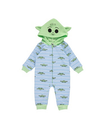 Baby Boys Yoda Long Sleeve Printed Hooded Jumpsuit HAPPY THREADS