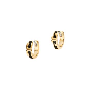 Логотип Goldtone &amp; Эмалированные серьги-кольца Huggie Tory Burch
