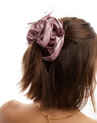 ASOS DESIGN scrunchie with bow detail in pink ASOS DESIGN