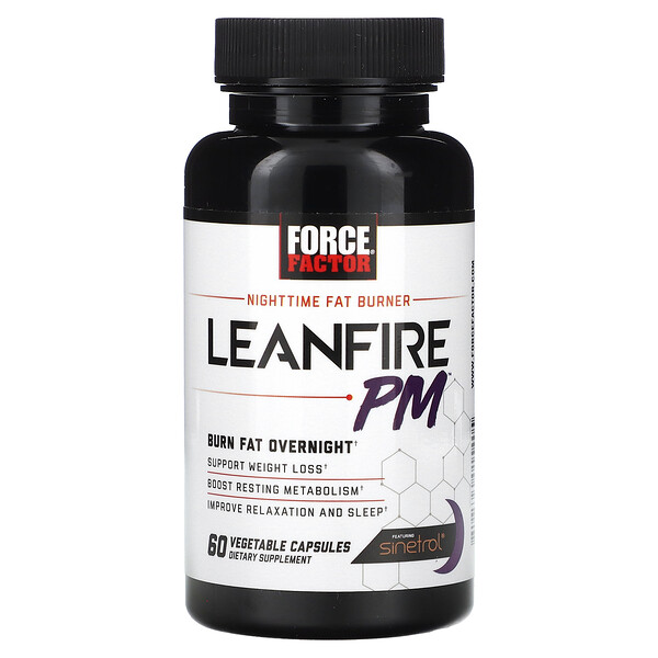 LeanFire PM, Ночной Жиросжигатель - 60 растительных капсул - Force Factor Force Factor