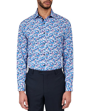 Мужская классическая рубашка-стрейч стандартного кроя без железа с цветочным принтом Society of Threads